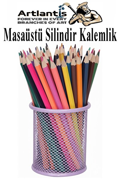 Artlantis Stolni metalni cilindrični držač za olovke, 1 komad, mrežasti perfo...
