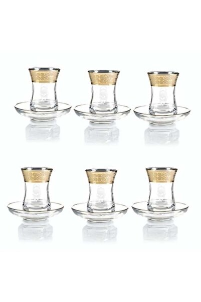 BYART Elegant gold-plated tea set - 6 cups and 6 saucers