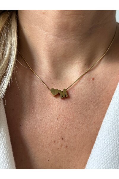 Rossetto Atelier قلادة من الفولاذ المقاوم للصدأ على شكل حرف M على شكل قلب