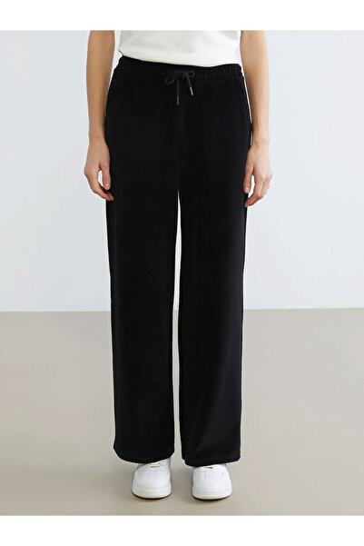 LC Waikiki LCW Vision Siyah Beli Lastikli Kadife Kadın Eşofman Altı