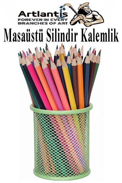 Artlantis Stolni metalni cilindrični držač za olovke, 1 komad, mrežasti perfo...