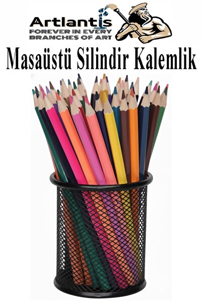 Artlantis Stolni metalni cilindrični držač za olovke, 1 komad, mrežasti perfo...