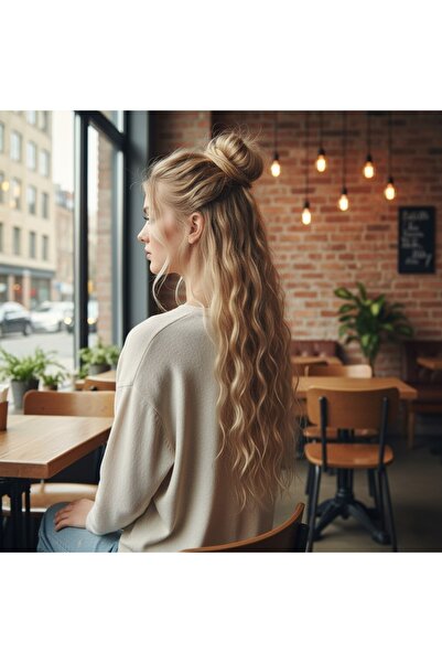 Zeysum Karamel Platin Röfleli Dalgalı Çıt Çıtlı Saç 8 Parça Ekstra Kabarık Yo...