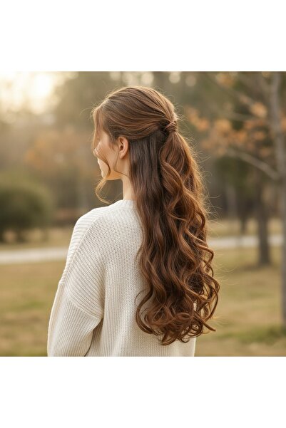 Zeysum Kumral Kahverengi Dalgalı Çıt Çıtlı Saç 8 Parça Ekstra Kabarık Yoğun 2...