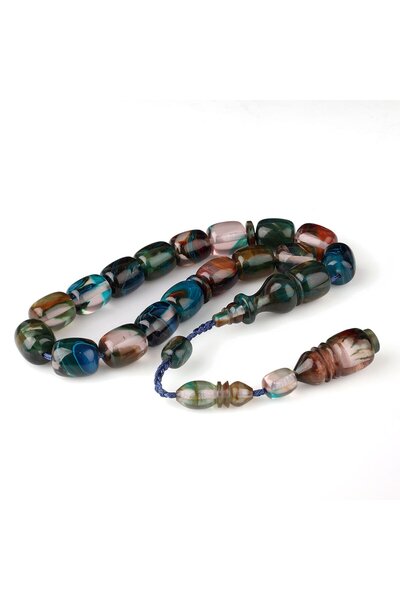 Tesbihsepetim مسبحة إيفي من الخرز الملون على شكل رمز الحظ باللون الأحمر الناري