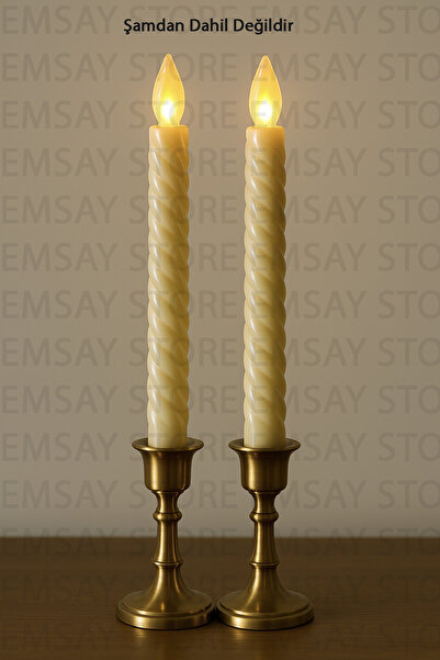 Emsay Store 2 Adet Çiftli Bükümlü LED Mum Seti SEVGİLİLER GÜNÜ Dekorasyon Pil...
