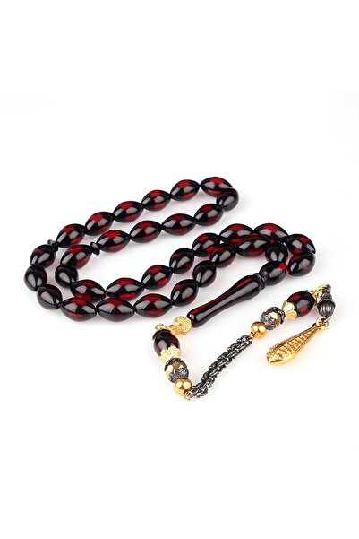 Tesbihsepetim Alpaca Tassel Surmeli Model Fire Amber Prayer Beads