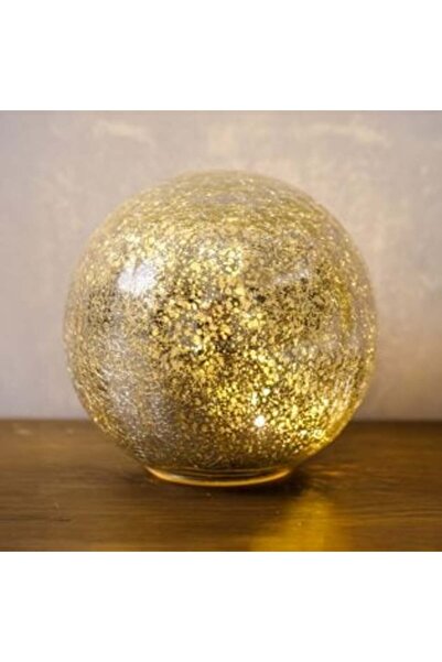 NO NAME Lampa Sfera din Sticla de Culoare Sampanie cu Model & LED 13,5cm