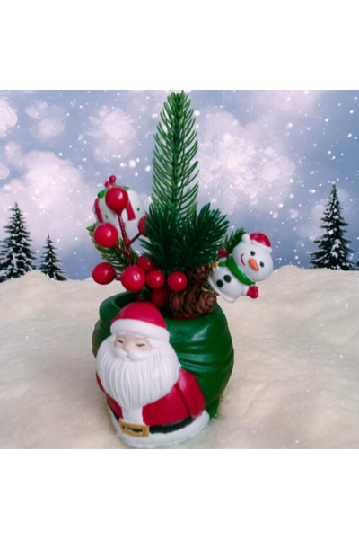 Yıldız İskandinav 🎄 El Yapımı Mini Yılbaşı Aranjmanı – Noel Baba Figürlü Mut...