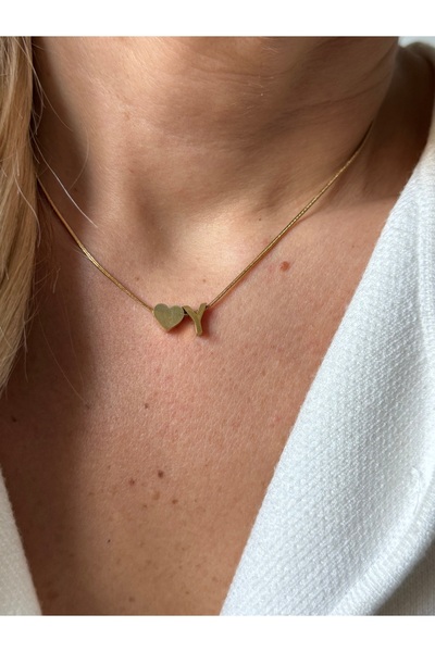 Rossetto Atelier Paslanmaz Çelik Kalpli Y Harfli Katre Kolye