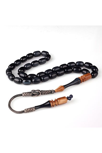 Tesbihsepetim Kazaz Tassel-Adorned Special Crafted Kuka Imameli Silver Crimped Amber Prayer Beads