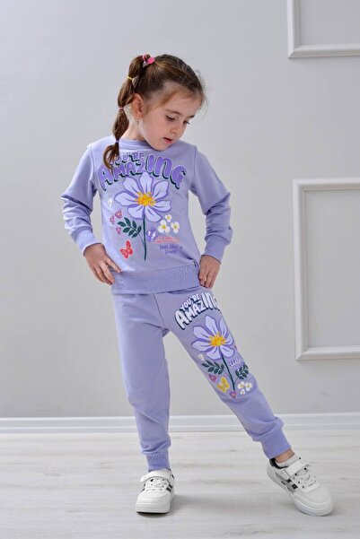 Yağmur Giyim PJK2İ Set de trening pentru copii cu model de flori uimitor, 2 f...