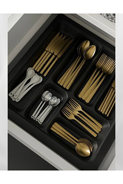 Tempo 47X49 7-Compartment Anthracite Color Drawer Cutlery Holder and Spoon Ho...