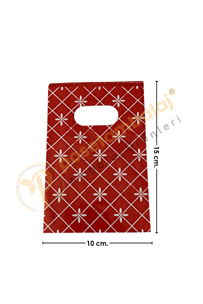 CarpCorn Baklava Desenli Takı Poşeti 10x15 cm | Kırmızı Hediyelik Aksesuar Po...