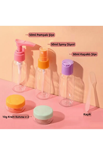 çt çeçem ticaret 6 Adet Çok Amaçlı Seyahat Tipi Doldurulabilir Krem Kutusu Şa...