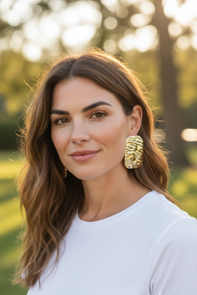 ayoljewelry Wave Line Gold Steel Earrings