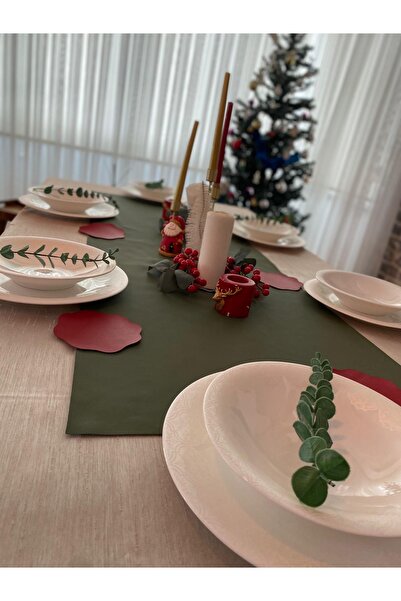 Lin Home Yılbaşı Konseptli Deri Saltanat Kırmızı Runner