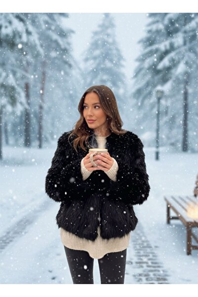 Lila Moda Guler șal pentru femei cu închidere cu capsă din imitație haină de blană artificială