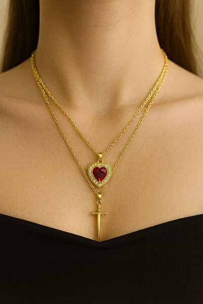 MİNYORA ❤️ Çift Kolyesi – Kılıç & Kalp Aşk Kolyesi Seti Sevgili kolyesi