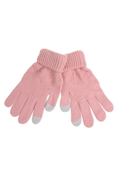 OEM Women's touchscreen gloves pink nude grey with linear pattern