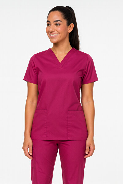 MARTEN Doctor, Nurse Top and Bottom Uniform Fuchsia Color Scrubs Suit
