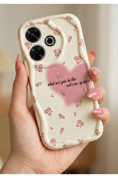 Rivor Xiaomi Redmi 13 Kılıf Kamera Korumalı Dalgalı Kenar Büyük Kalp Ve Çiçek...
