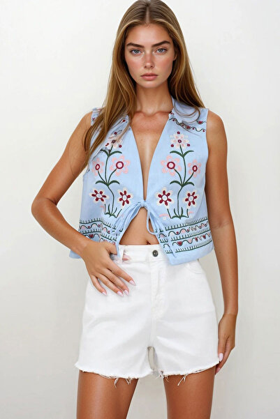 bacc Women's White 5-Pocket Tassel Detailed Denim Shorts Bchnw-251191