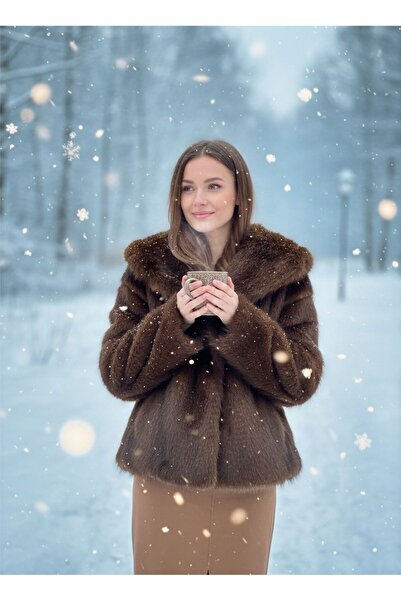 Lila Moda Guler șal pentru femei cu închidere cu capsă din imitație haină de blană artificială