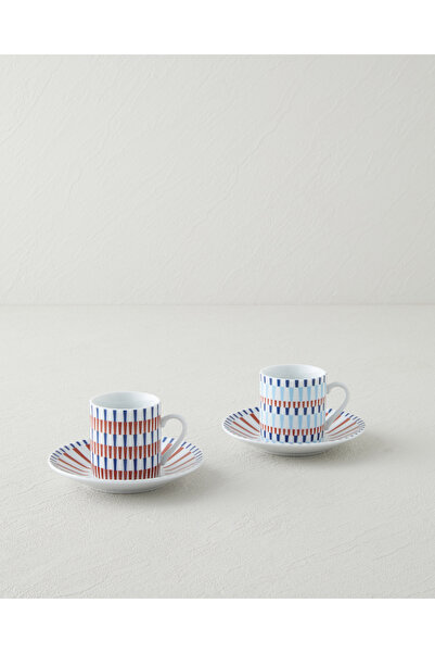 English Home Pico Lines Porselen 12 Parça 6 Kişilik Kahve Fincan Takımı 80 ml...