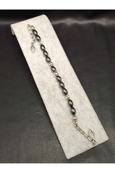 Han Ticarethane سبحة زازا من الهيماتيت بتصميم خاص مكونة من 11 حبة بلون فضي