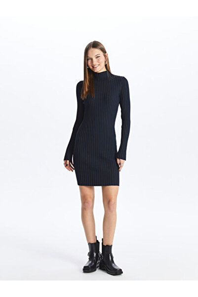 LC Waikiki High Neck Plain Long Sleeve Dress
