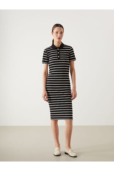 LC Waikiki Shirt Collar Striped Dress