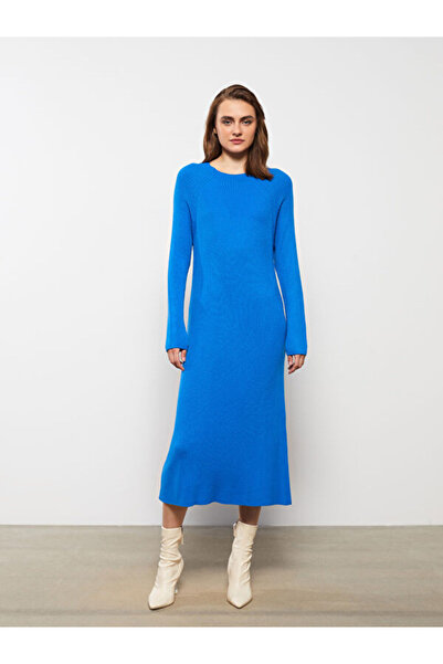 LC Waikiki Crew Neck Plain Long Sleeve Knitwear Women's Dress
