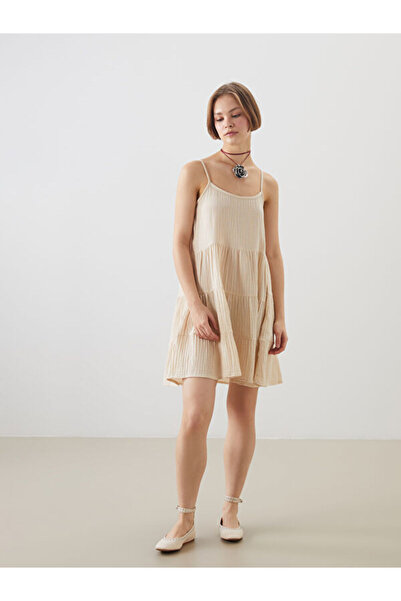 LC Waikiki U Neck Textured Mini Dress