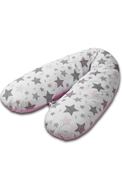 Kidizi Perna gravide 3 in 1 cu husa detasabila Lena, lungime 160 cm, Pink Stars