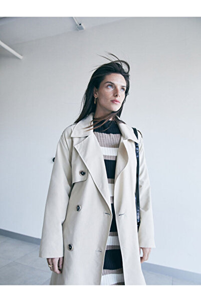 LC Waikiki Rochie de tricot pentru damă, cu mâneci scurte, blocate de culoare, cu jumătate de gât