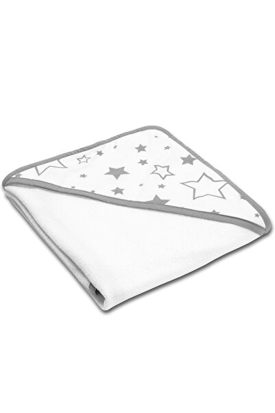 Kidizi Prosop bebe din bumbac cu gluga 90x90 cm Galaxy Grey, potrivit de la nastere pana la 2 ani