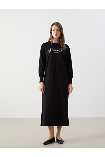 LC Waikiki Crew Neck Printed Women's Sweatshirt Dress