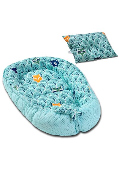 Kidizi Cosulet bebelus pentru dormit Baby Nest + pernuta plagiocefalie Animals Mint