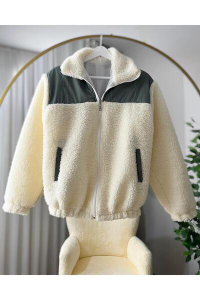 Parla Modam YANS İÇİ ASTARLI İKİ RENKLİ BELİ LASTİKLİ CEPLİ PELUŞ CEKET 4009