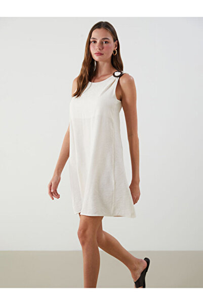 LC Waikiki Crew Neck Textured A-Line Mini Dress