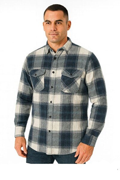 dikser mavi ekose oduncu gömlek modeli