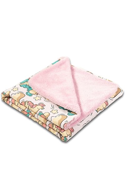 Kidizi Αφράτη Διπλό Κουβέρτα με δύο πλευρές 100x78 εκ. Αφράτη Ροζ Μπεζ Μονόκερος