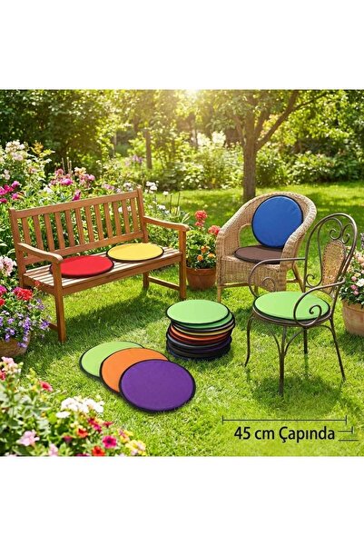 RevuBaby Yuvarlak Sandalye ve Yer Minderi (45 cm) Bahçe, Balkon ve Mutfak İçi...