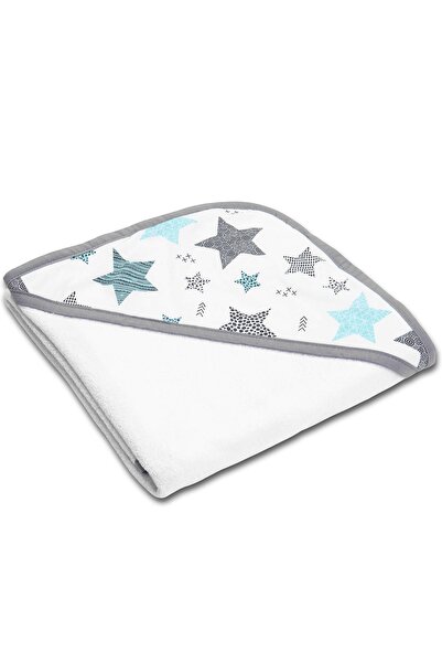 Kidizi Prosop bebe din bumbac cu gluga 90x90 cm All Mint Stars, potrivit de l...