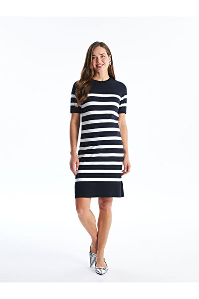 LC Waikiki Crew Neck Striped Women's Knitwear Dress