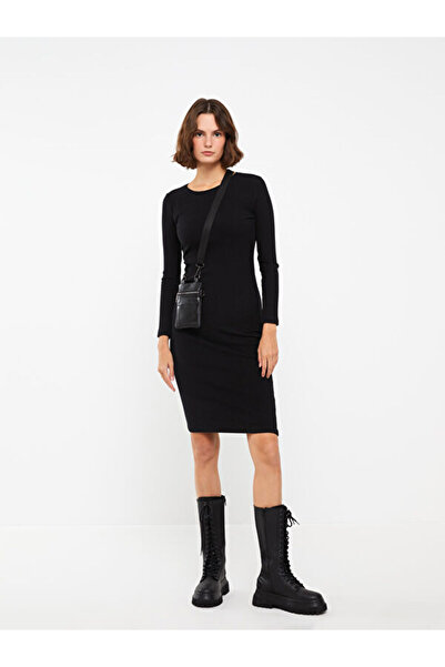 LC Waikiki Crew Neck Plain Long Sleeve Women's Bodycon Dress