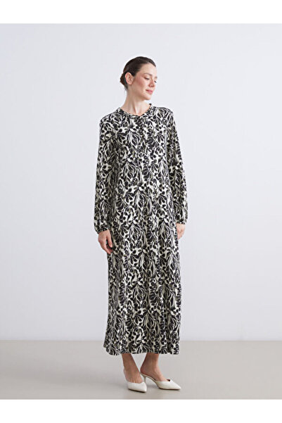 LC Waikiki Crew Neck Patterned A-Line Dress