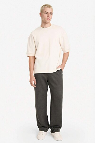 DeFacto Wide Leg Textured Sweatpants with Pockets E9433Ax25Au