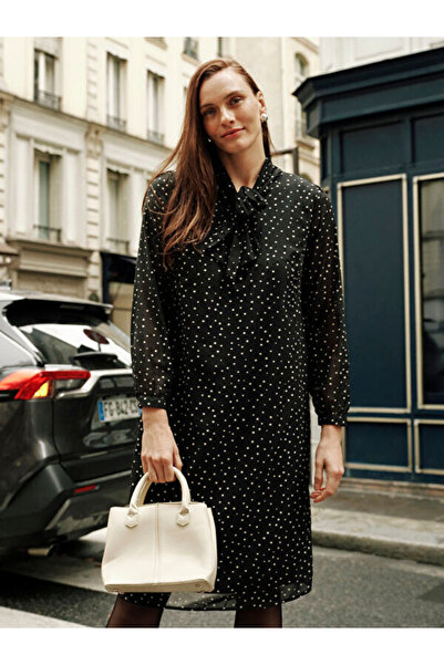 LC Waikiki Tie Neck Polka Dot Dress